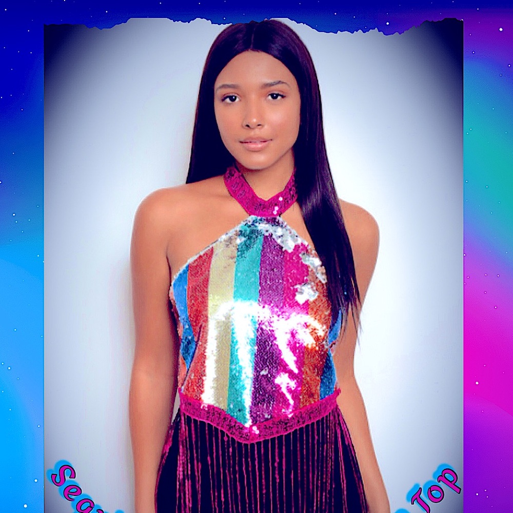 Sequence Fringed Halter Top